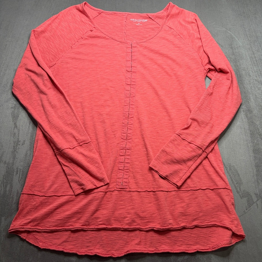 Soft Surroundings Top Womens XL Coral Slub Textured Cotton Relaxed Fit Lagenlook